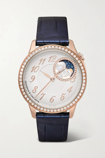 Shop Vacheron Constantin Egérie Automatic Moon-phase 37mm 18-karat Pink Gold And Diamond Watch In Rose Gold