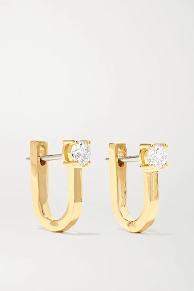 Shop Melissa Kaye Aria U Huggie 18-karat Gold Diamond Earrings