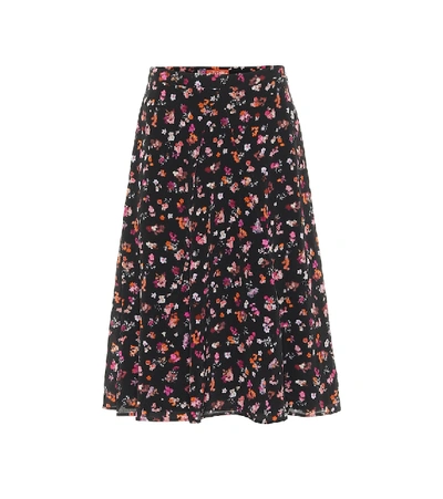 Shop Altuzarra Ruri Floral Silk Midi Skirt In Black