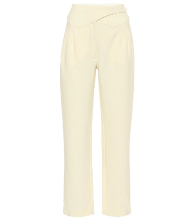 Shop Blazé Milano Resolute Basque High-rise Wool Pants In Neutrals