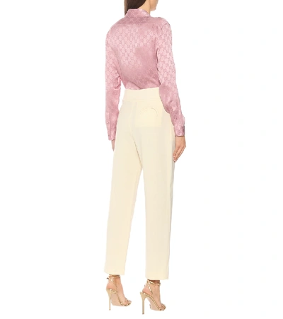 Shop Blazé Milano Resolute Basque High-rise Wool Pants In Neutrals