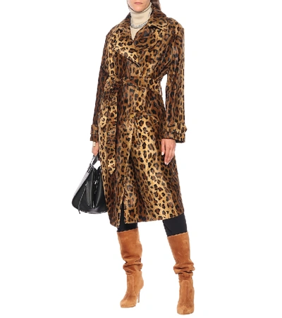 Shop Blazé Milano Wait Leopard-print Velvet Coat In Brown