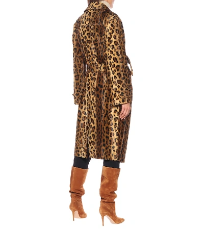 Shop Blazé Milano Wait Leopard-print Velvet Coat In Brown