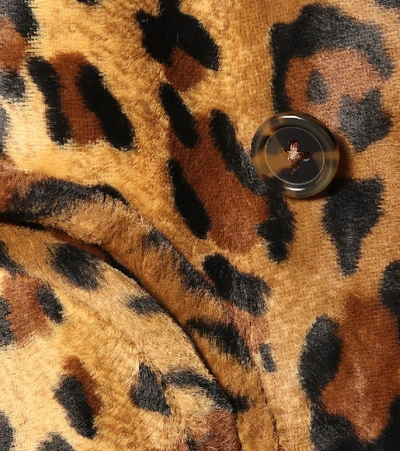 Shop Blazé Milano Wait Leopard-print Velvet Coat In Brown