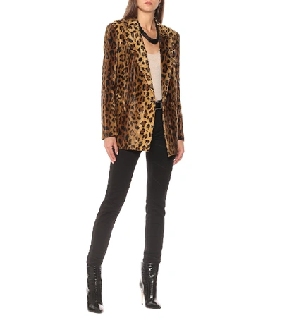 Shop Blazé Milano Everyday Leopard-print Velvet Blazer In Brown