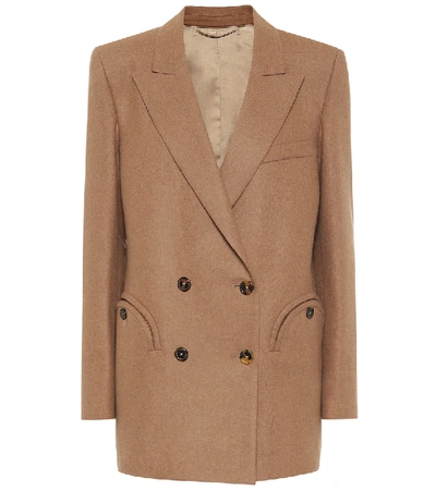 Blazé Milano Cholita Everyday Double-breasted Camel Hair And Wool-blend Blazer In Beige