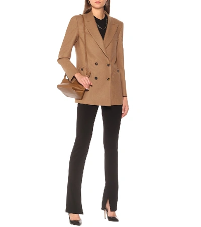 Blazé Milano Cholita Everyday Double-breasted Camel Hair And Wool-blend Blazer In Beige