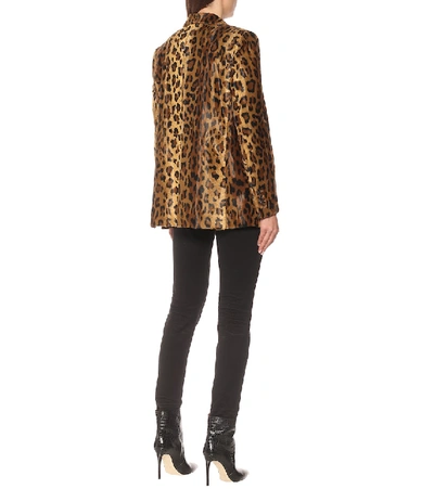 Shop Blazé Milano Everyday Leopard-print Velvet Blazer In Brown