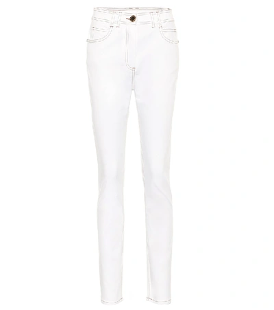Shop Balmain High-rise Skinny Jeans In White