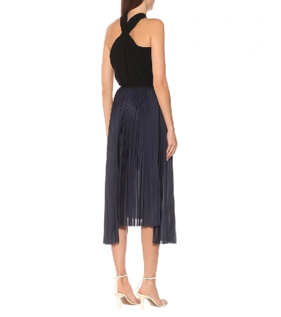 Shop Helmut Lang High-rise Pleated Midi Skirt In Blue