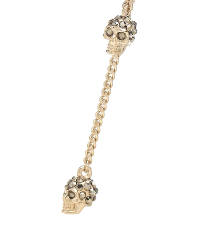 Shop Alexander Mcqueen Crystal-embellished Skull Necklace In Gold