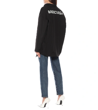 Shop Balenciaga Swing Oversized Cotton-poplin Shirt In Black