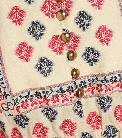Shop Gucci Floral Cotton-blend Kaftan In Beige