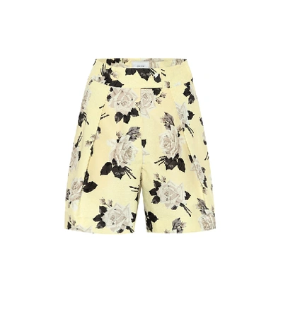 Shop Erdem Howard High-rise Floral Cotton Shorts In Yellow