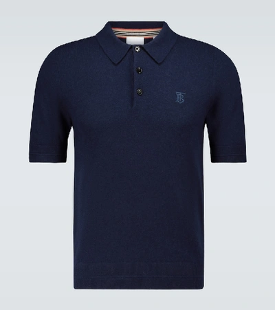Shop Burberry Burnham Cashmere Polo Shirt In Blue