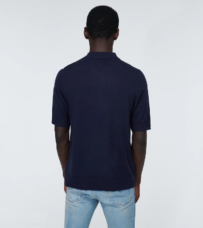 Shop Burberry Burnham Cashmere Polo Shirt In Blue