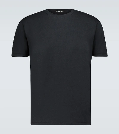 Shop Tom Ford Slim-fit Short-sleeved T-shirt In Black