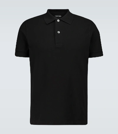 Shop Tom Ford Short-sleeved Cotton Polo Shirt In Black