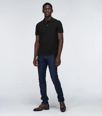Shop Tom Ford Short-sleeved Cotton Polo Shirt In Black