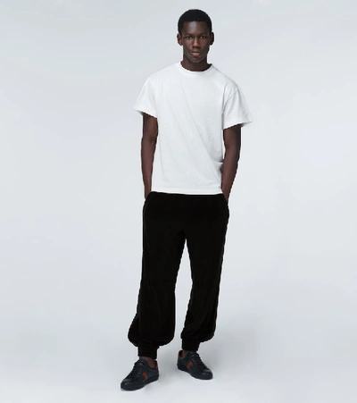 Shop Gucci Relaxed-fit Velour Sweatpants In Black