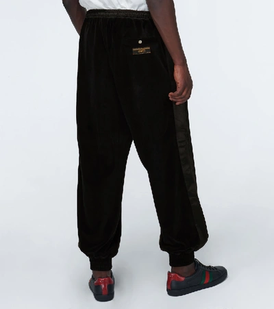 Shop Gucci Relaxed-fit Velour Sweatpants In Black