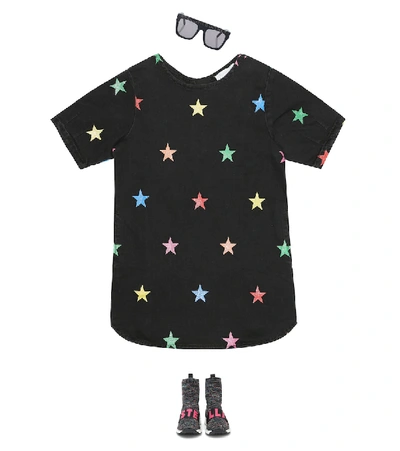 Shop Stella Mccartney Baby Glitter Stars Denim Dress In Black