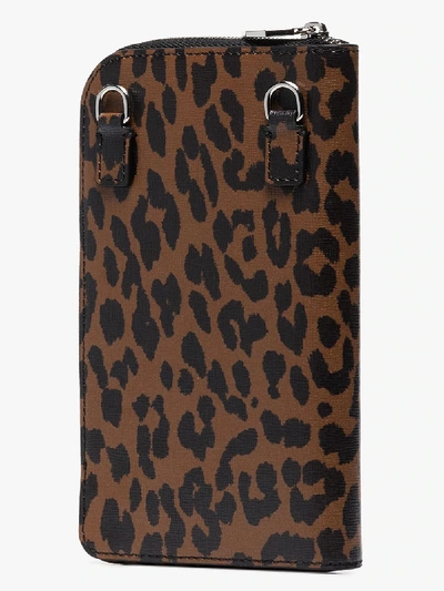 Shop Ganni Brown Leopard Print Clutch Bag