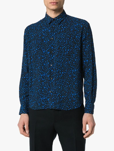 Shop Saint Laurent Speckle Print Shirt In Blue