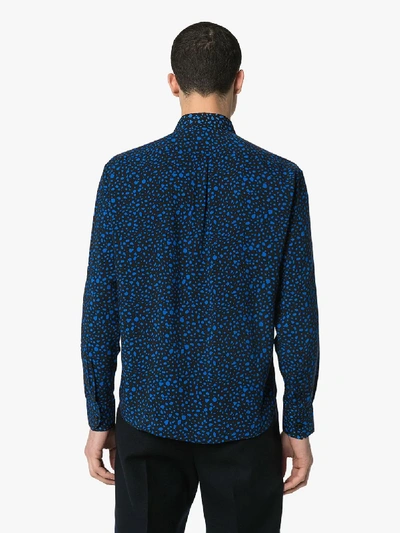 Shop Saint Laurent Speckle Print Shirt In Blue
