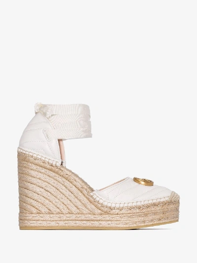 Shop Gucci White Pilar 120 Leather Espadrilles