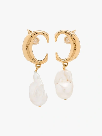 Shop Chloé Gold Tone Darcey Baroque Pearl Earrings