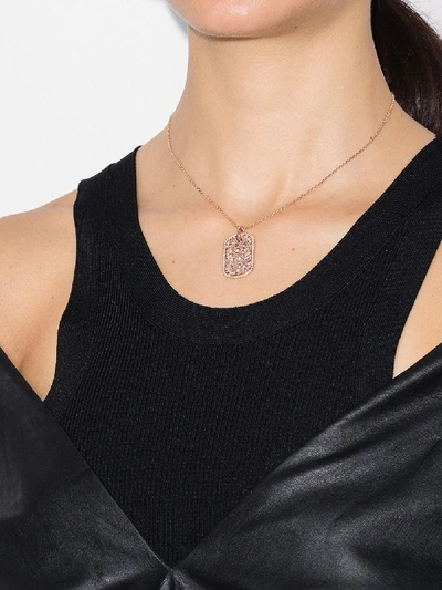 Suzanne Kalan 18kt Rose Gold Diamond Tag Necklace In Metallic