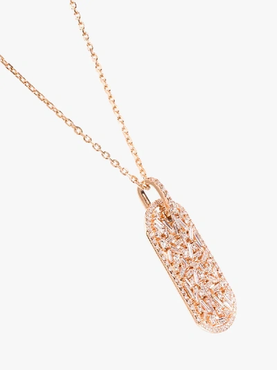Suzanne Kalan 18kt Rose Gold Diamond Tag Necklace In Metallic