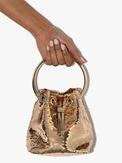 Shop Jimmy Choo Bon Bon Sequin-embellished Tote Bag In Gold