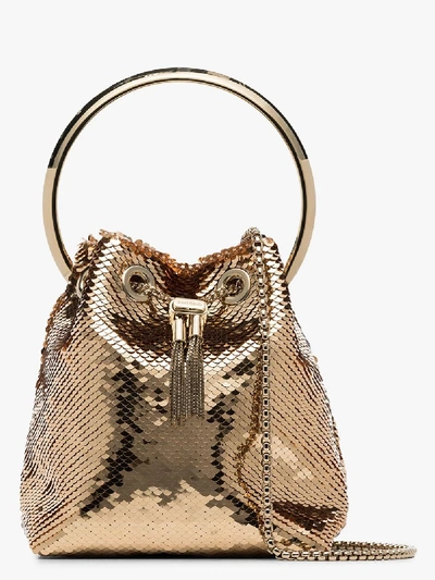 Shop Jimmy Choo Bon Bon Sequin-embellished Tote Bag In Gold