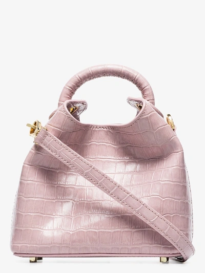Shop Elleme Pink Madeleine Mock Croc Leather Cross Body Bag