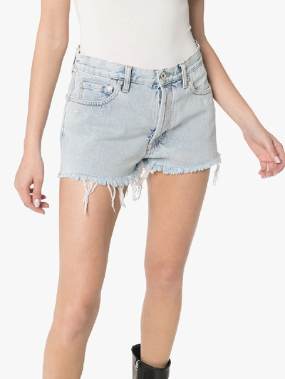 Shop Off-white Jeans-shorts Im Used-look In Blue