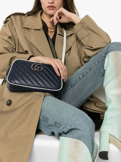 Shop Gucci Gg Marmont Matelassé Shoulder Bag In Blue