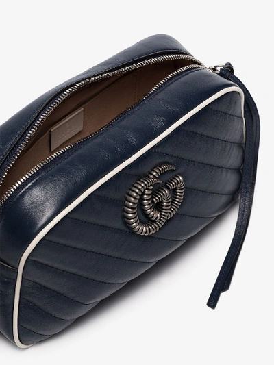 Shop Gucci Gg Marmont Matelassé Shoulder Bag In Blue
