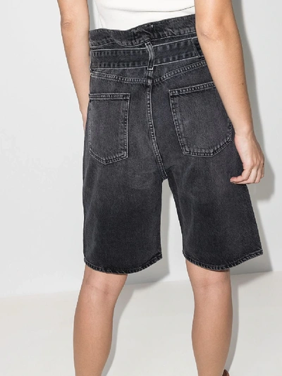 Shop Agolde Reworked '90s Belted Denim Shorts In Black