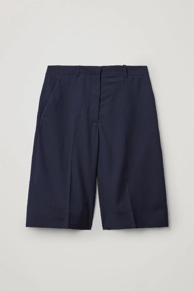 Shop Cos Tailored Wool-mix Shorts In Blue