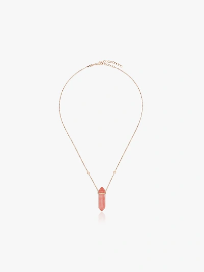 Shop Jacquie Aiche 14k Rose Gold Strawberry Diamond Necklace In Pink