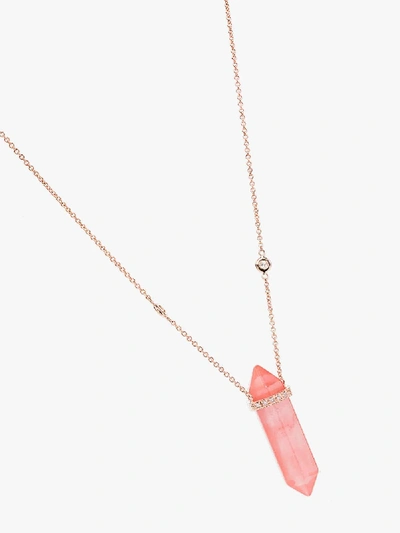 Shop Jacquie Aiche 14k Rose Gold Strawberry Diamond Necklace In Pink
