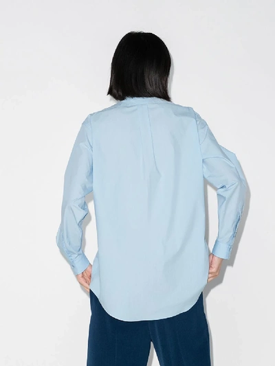 Shop Gucci Button-up Long Sleeve Shirt In Blue