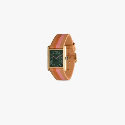 Shop La Californienne Reworked Vintage Cartier Tank Watch In Green
