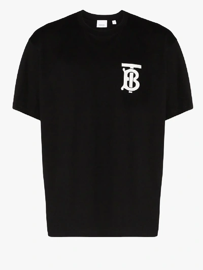Shop Burberry Monogram Logo T-shirt In Black