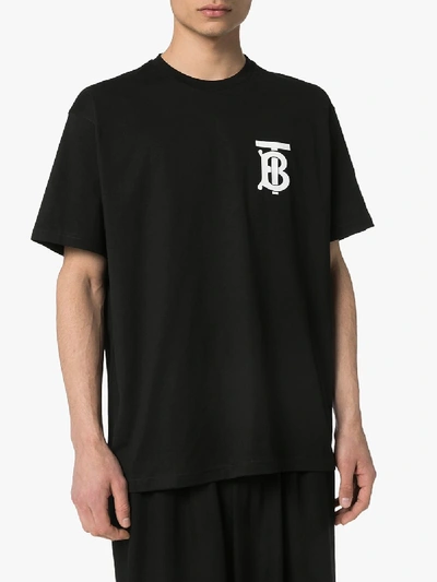 Shop Burberry Monogram Logo T-shirt In Black