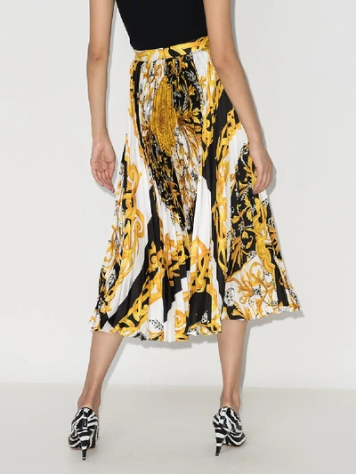 Shop Versace Black Baroque Print Pleated Midi Skirt