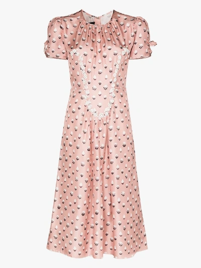 Shop The Marc Jacobs Pink The ‘40s Icing Print Silk Dress