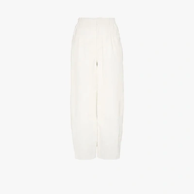 Shop Mm6 Maison Margiela High Waisted Leather Trousers In White